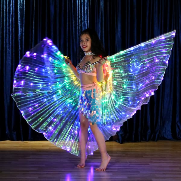Barn Farge LED Lysende Vinge Dansevinge Magdans Danseforestilling Fluorescerende Sommerfuglkappe