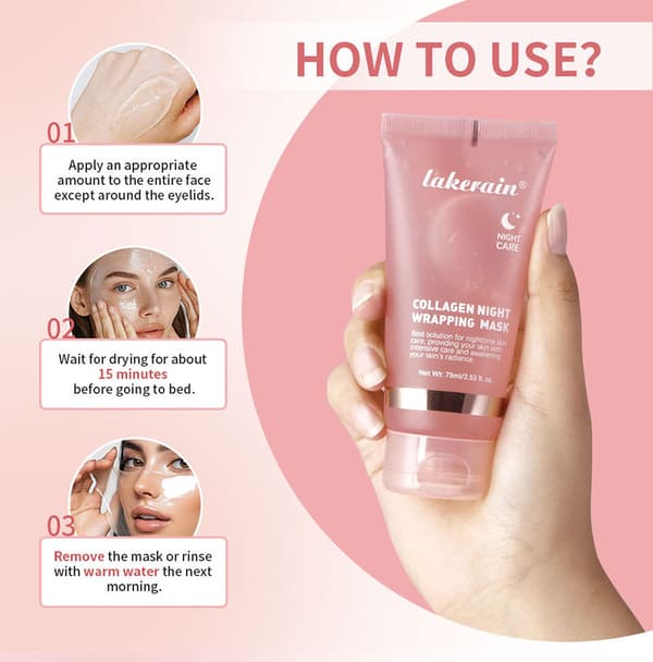 Lakerain-Collagen-Mask for pakking over natten Elastisitet Hydration Care Reduserer slapphet