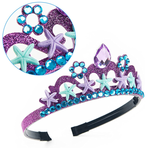 Barnfödelsedagsfest Pannband Pärlhalsband Armband Ring Öronklämma Set Mermaid Theme Party Dress Up