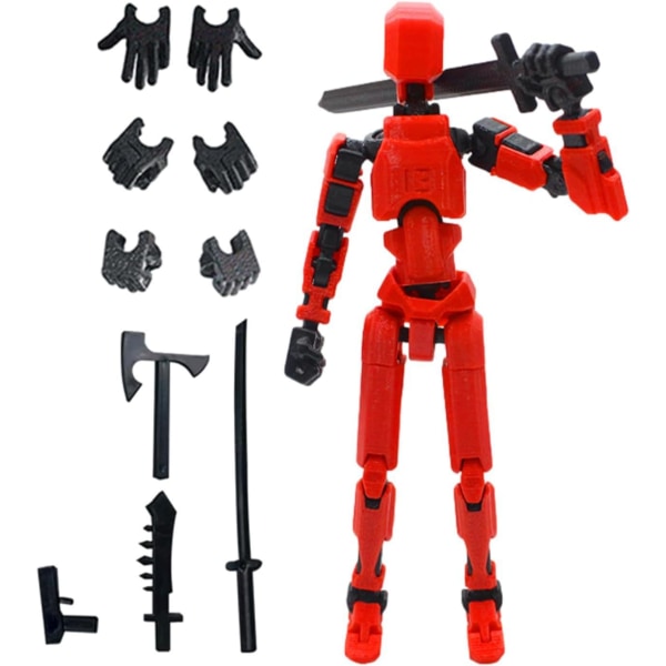 T13 Action Figure, Titan 13 Action Figure, Robot Action Figure, 3D Printed Action[HK] Red