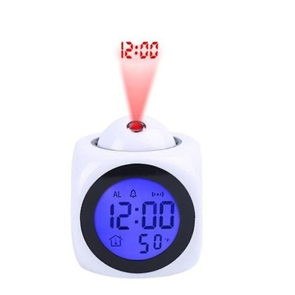 Hemprojektion Digital Väder LCD Snooze Klocka Bell Alarm Display Bakgrundsbelysning LED Projektor Hem