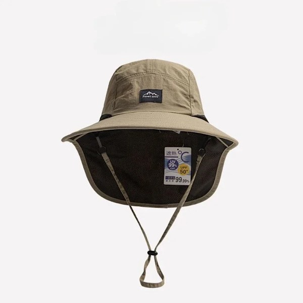 Unisex sommer Wide Brim Vandtæt og hurtigtørrende Panama Caps Outdoor Visor Bucket Hats Mesh Åndbar solhat med nakkeflap marinblå