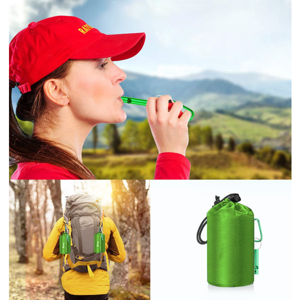 2 Pack Nödsovsäck Lätt överlevnadssovsäck, multifunktionell livräddningsutrustning för vandring, camping, utomhuslivräddningsutrustning grön