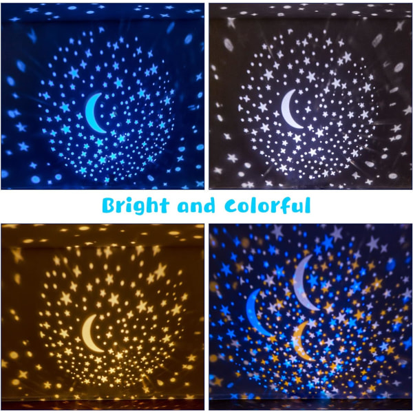 Baby Night Light Star Sky-projektor, 8 musikmusikaliska och självlysande nattljus, Nattljus för barn 360° rotation + 6 teman + fjärrkontroll