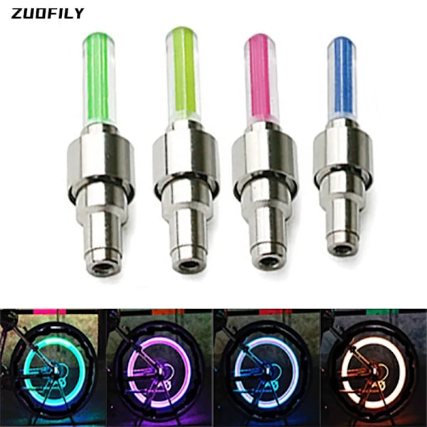 4Pcs Cykellampor Rörelsesensor LED Väg Mountainbike Lampor Ventilkåpor Hjul Eker LED-lampor Cykeltillbehör Neonblixt