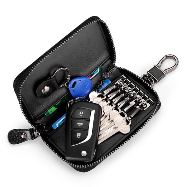 case i äkta läder ,fjärrstyrd case Äkta läderfodral för män Case med dragkedja (svart)