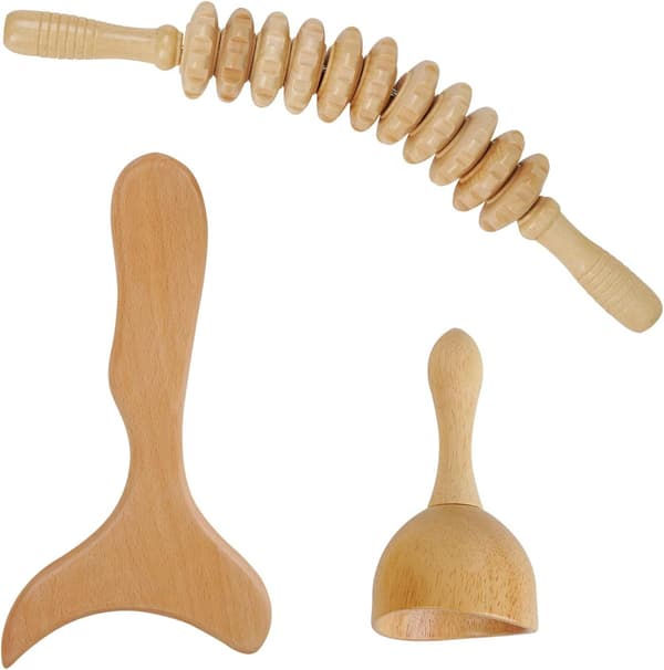 Massagekit – Maderoterapi – Anti-Cellulit – Lymfdränage – Naturligt Trä (Set 5)