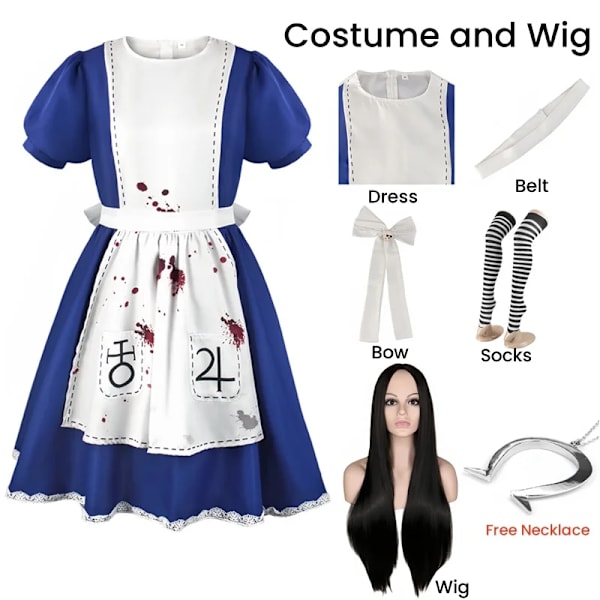 Anime Alice Prinsesse Kjole Maid Forklæde Kjole Spil Madness Returns Alice Cosplay Kostume Til Kvinder Piger Halloween Fest XXL