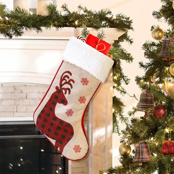 Julstrumpa presentpåse Älg Julstrumpa Julklapp Julhänge Svart Red Deer Socks