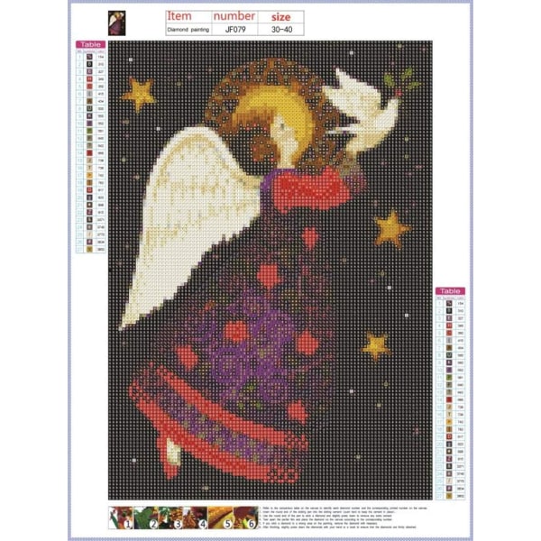 Gör-det-själv 5D kvadratisk diamond painting, Angel Peace Dove målning Diamantbroderi set, set för barn (konsthantverk) Canvas väggdekor Hemdekor 12x