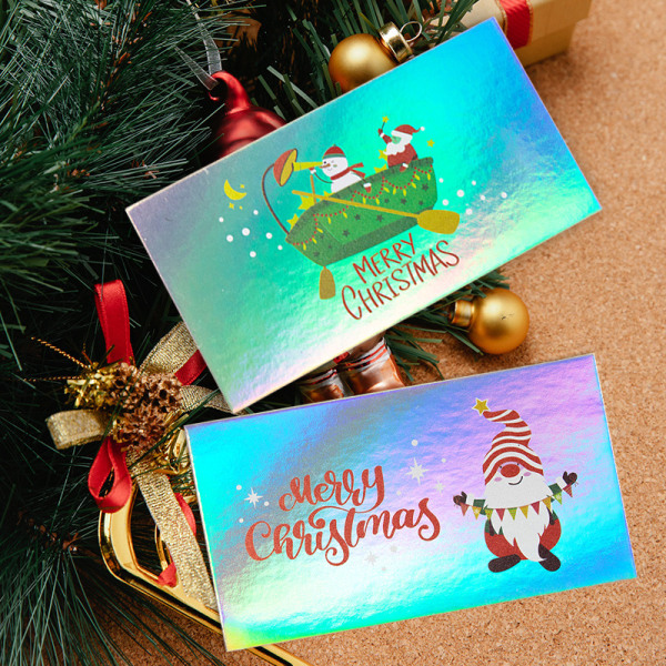 100 DIY-festinbjudningskort Rainbow Laser Card Santa Claus Snowman Message Card