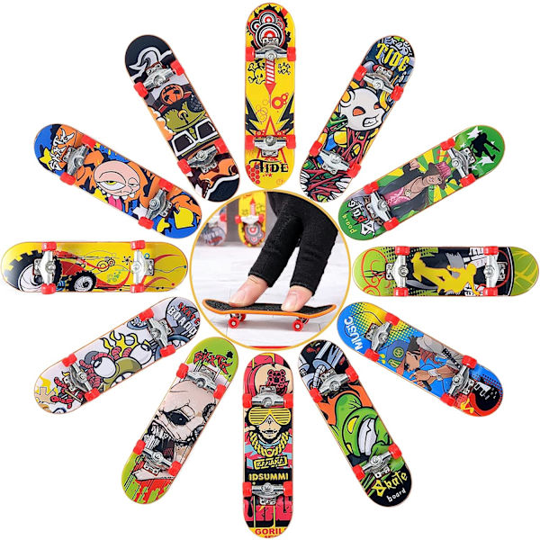 24 stk. Legetøjs Finger Skateboard Fingerboards med 32 Udskiftelige Hjul og Mini Skruetrækker, Skridsikre Dæk til Hop, Flips og Aktiv Leg Indendørs