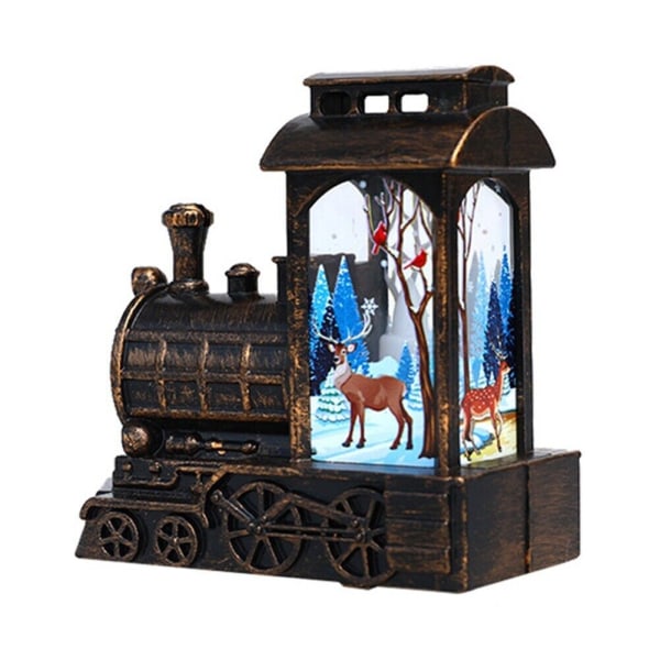 Jul LED Light-Up Lantern Jul Jultomten Snow Globe Lampor Ornament New，Brons