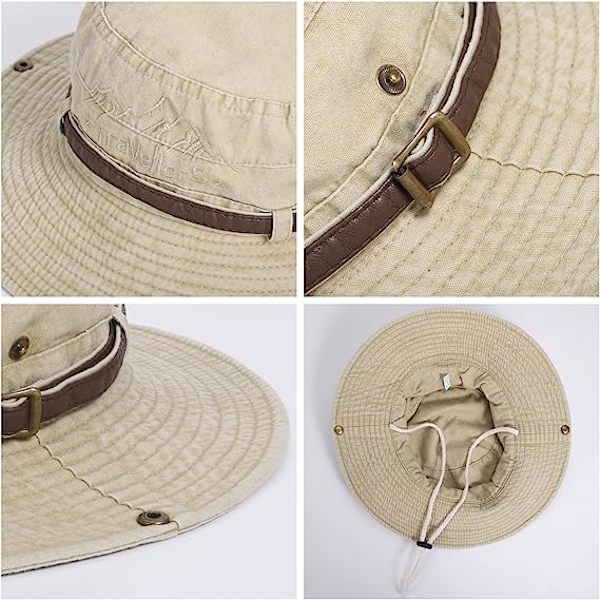 Vikbar solhatt safarihatt för män Anti UV utomhus bergsklättring Resehatt Fisherman Cap Bucket Hat，Khaki