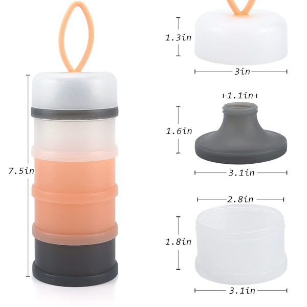 4-lagers baby staplingsbar formeldispenser, formelbehållare för resor, stapelbar baby utan spill, BPA-fri