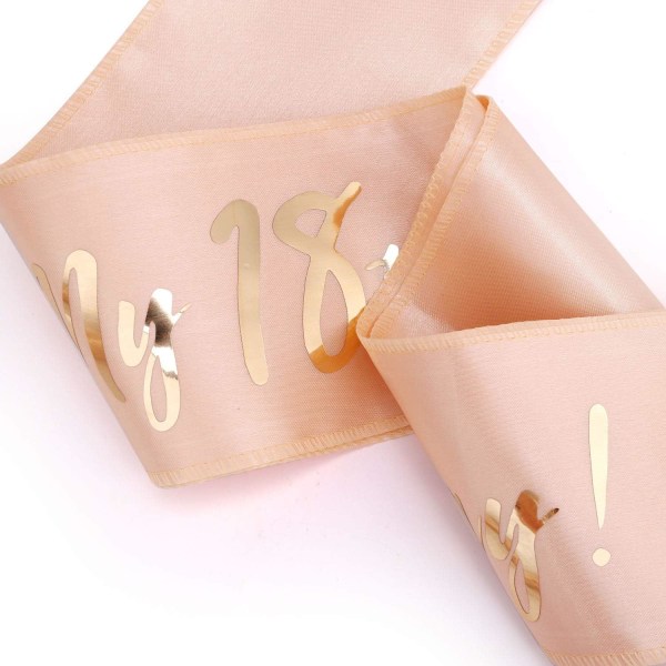 Rose Gold 18-års födelsedag Sash It's My 18th Birthday Satin Sash för 18-åring Födelsedagspresent Party Favor Födelsedagsdekoration Tillbehör för flicka