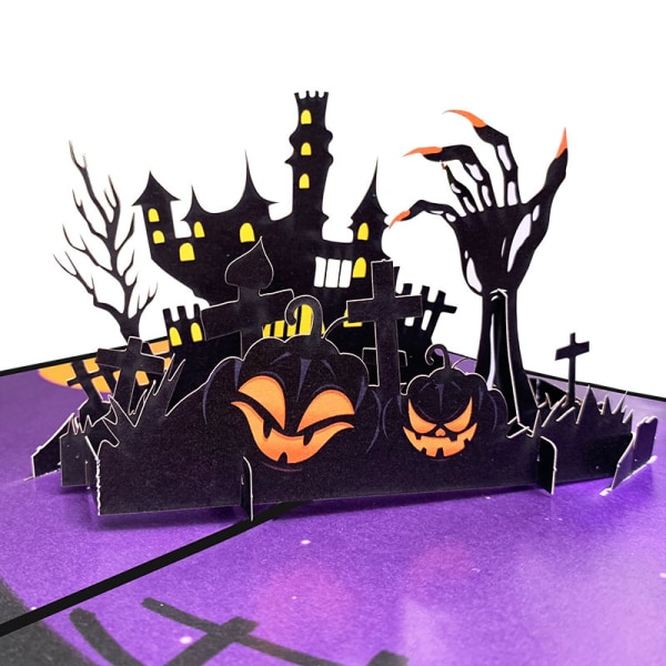 5 stk. 3D Halloween-gratulasjonskort Fargetrykk Gresskar Spøkelseshus H