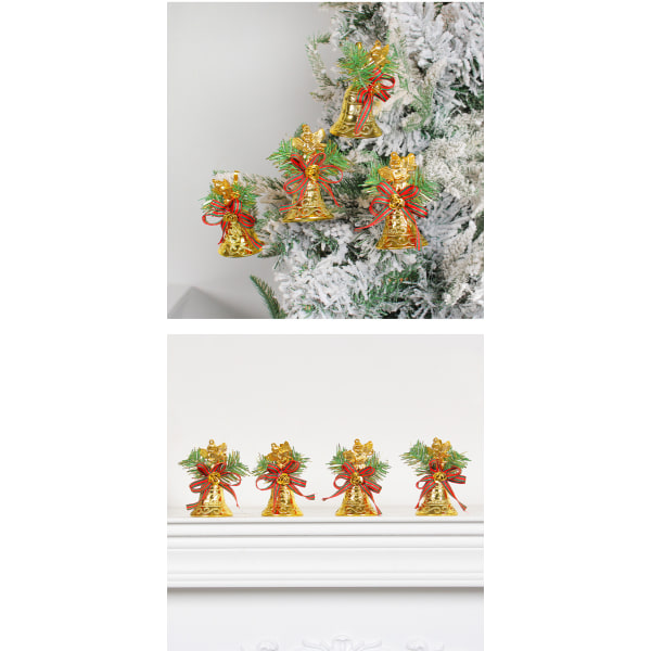 6 stk. 9*8,5 cm Julebjelleanheng Jule Gullbjelle Juletre Anheng Dekor Holiday Decorations