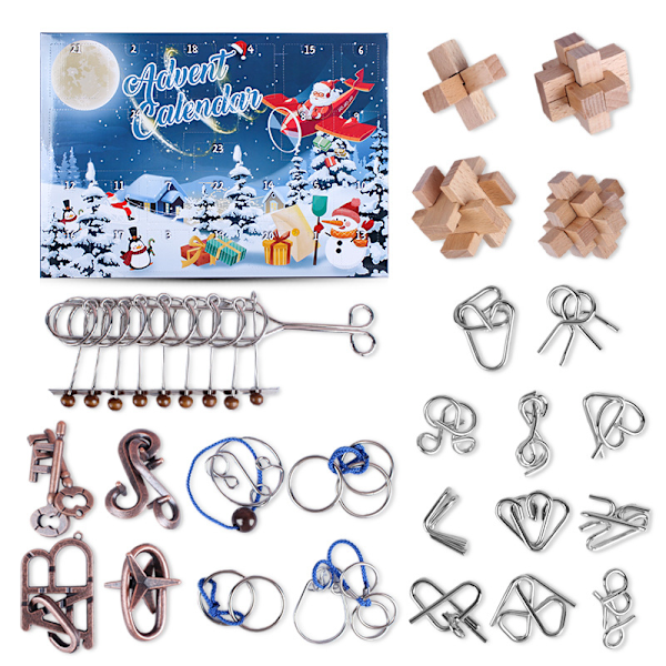 Adventskalender 2024 pussel för vuxna kvinnor män jul nedräkning 24 dagars kalender för flickor pojkar tonåringar