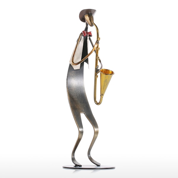 Cowboyband Gitarr Musik Gitarr Spela Metallskulptur Handgjord inredning för hemmakontor Presenter till musikälskare（saxofonspelare）