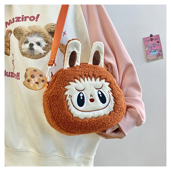 Labubu Cute Crossbody Labubu Cartoon skulderveske myntveske barn kvinnelig plysjveske, barnegave purple