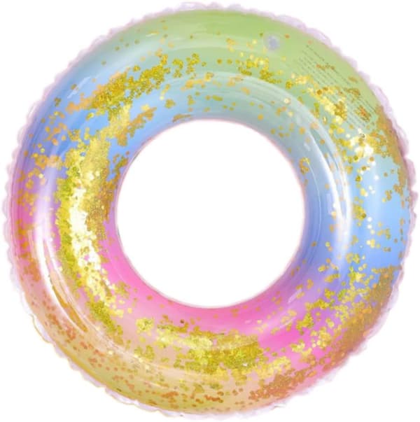 Simring, Transparent Rainbow Glitter Flytande Ring Simring, Uppblåsbar Clear Pool Float Float Ring(60)