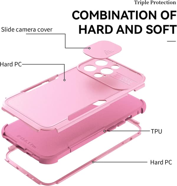 [5 i 1] för iPhone 13- case, med 2-pack skärmskydd + 2 Pa