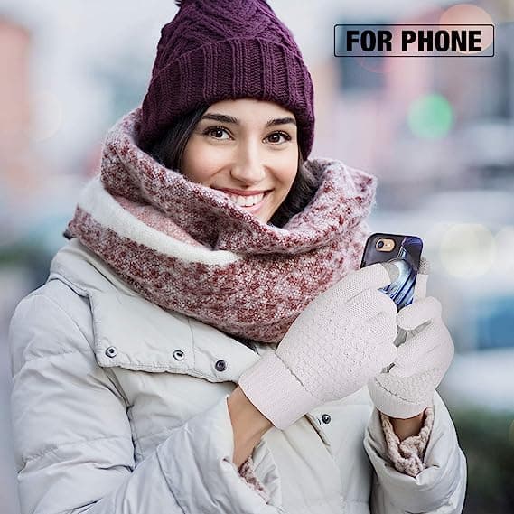 4 par dame vinter touch screen handsker varm fleece foret strik