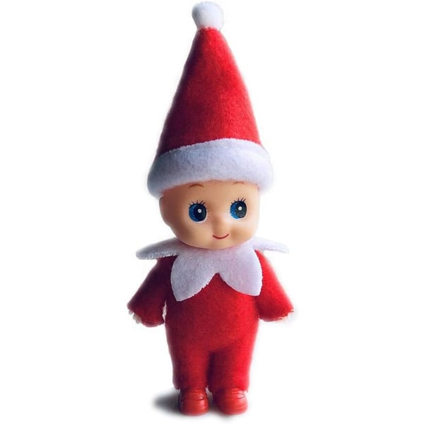 Tiny Baby Elf Doll - Miniatyr Elf Juldekoration - Newborn Present - Baby Grow Elf Dolls med fötter och skor (röd)