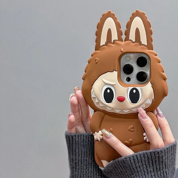 Labubu 3D Kawaii Monster Pehmeä Silikoni Puhelinkotelo iPhonelle Yhteensopiva iphone 16 promax