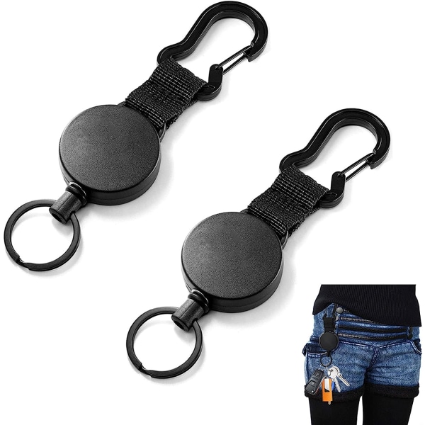Infällbar nyckelring Heavy Duty infällbar nyckelring Infällbar märkeshållare Stållina Nyckelring med förstärkt fjäderstålvajer indragbar