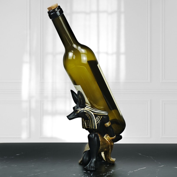 Meech Anubis Hundegud Skulptur Vinreol En Vinreol for Dekorasjon En Vinreol