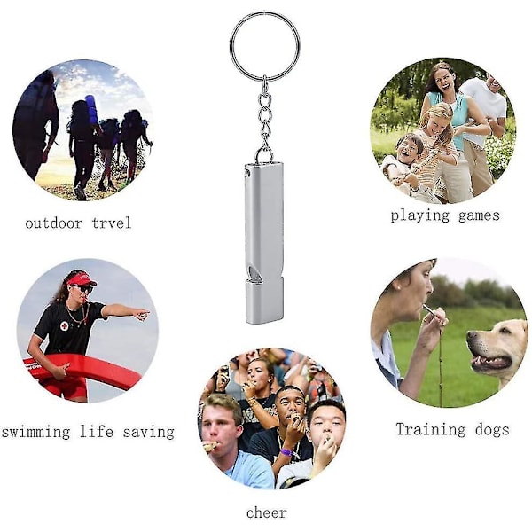 2 st Utomhus bergsklättring Vildmark Survival Whistle Aluminiumlegering metall dubbelhål högfrekvent diskant visselpipa