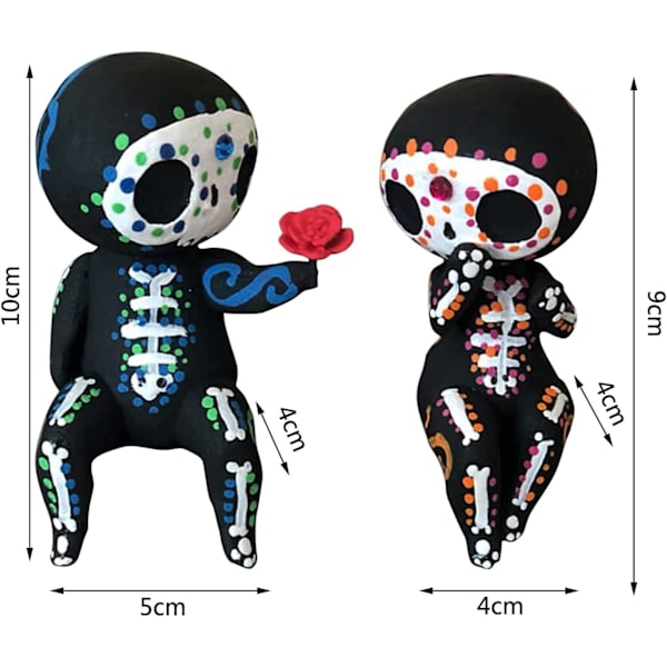 Sugar Skull Par Statue, Sugar Skull Figur, Resin Håndværk Sød Statue Kranie - Kraniehoved Skelet Figur Statue Display Håndværk, Boligindretning