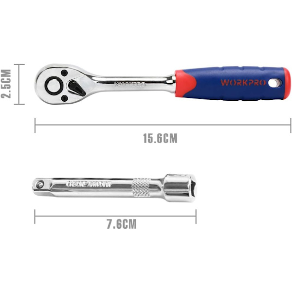1/4" set med 72 tänder och Cr-V-hylsor 14 delar