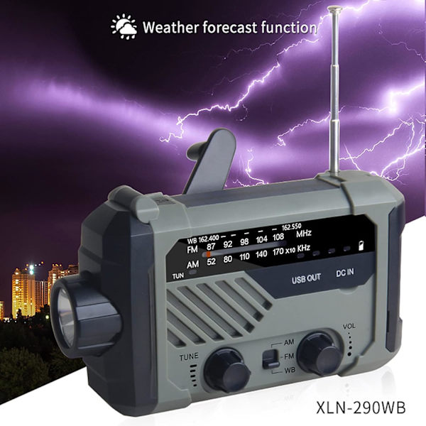 Nödradio Solar Radio AM/FM Handvev Dynamo Radio USB Uppladdningsbar utomhuscamping Nödficklampa