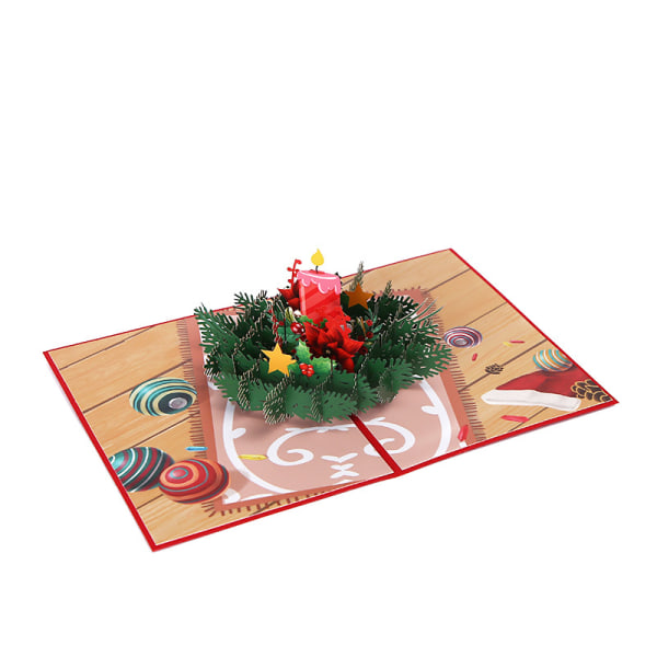 3D-julkort, popup-julkort, vikta tredimensionella gratulationskort (julljus)