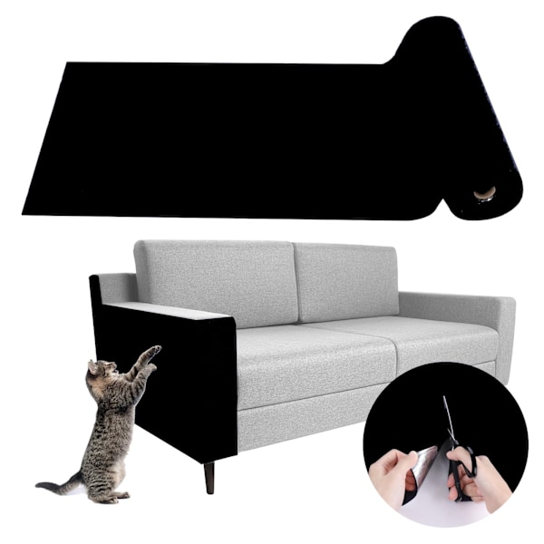 Selvklebende klorematte – klorematte for katter – individuelt skjærbar, beskytter sofamøbler og vegger, egnet for ulike møbler og vegger svart 30cm*100cm