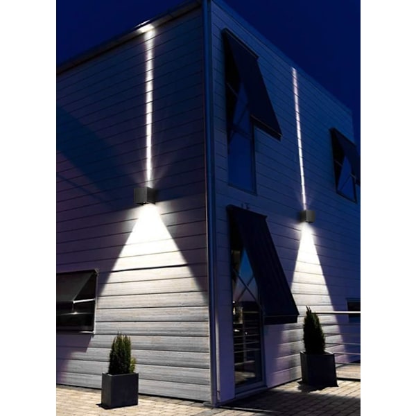 Moderne 12W LED Væglampe/Udendørs Væglampe, Vandtæt Justerbar Strålevinkel, Aluminiumlegeringshus, (Sort-6000K)