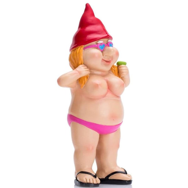 2 st naken statyer trädgårdstomtar stygg naken rolig staty dekor nudist