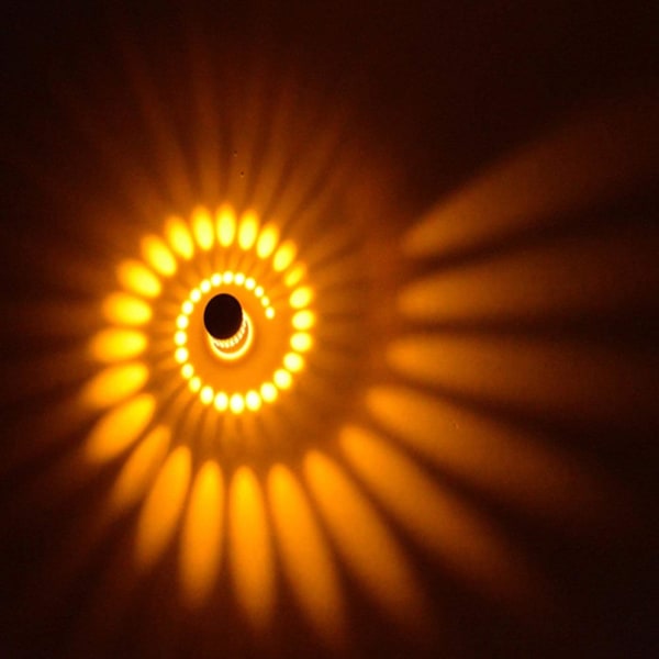 3 watt LED vegglampe, aluminium vegglampe, baderomslampe, moderne vegglampe, effektlampe, fargelampe, gul, E27
