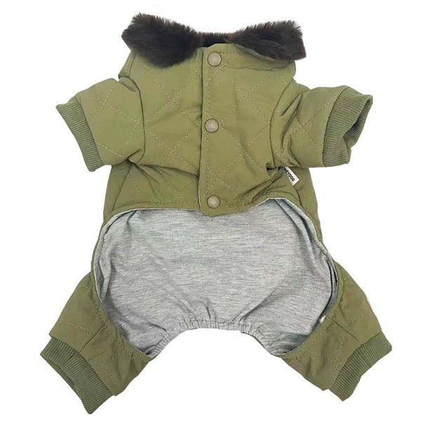 Kaki ny liten hund bomullsvadderad husdjur kall fyra fot förtjockad bra bomull vinterkläder för husdjur 23*36*24cm