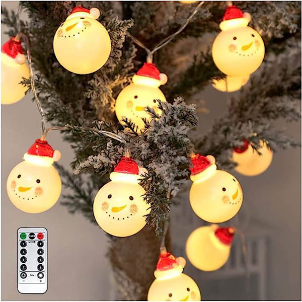 Julslingor, vattentät, batteridriven LED-julbelysning för julgran inomhus utomhus juldekorationer med 8 blinkande lägen, Chri
