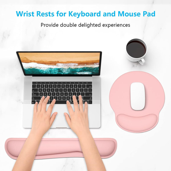 Tangentbords handledsstöd och musmatta med handledsstöd, Memory Foam handledsstöd för tangentbord och set, Ergonomisk handledsdyna med halkfri bas för E
