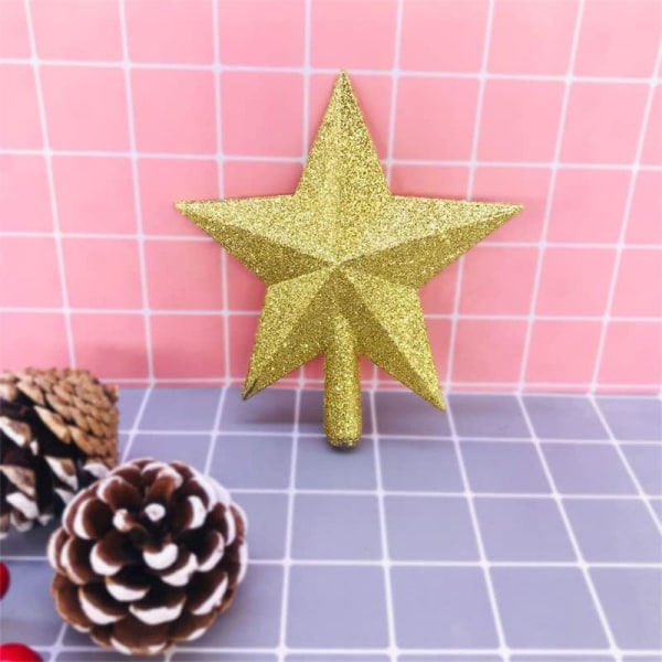 Julgransstjärna 20cm Juldekorationer guld fem - Stjärna till nyårsafton