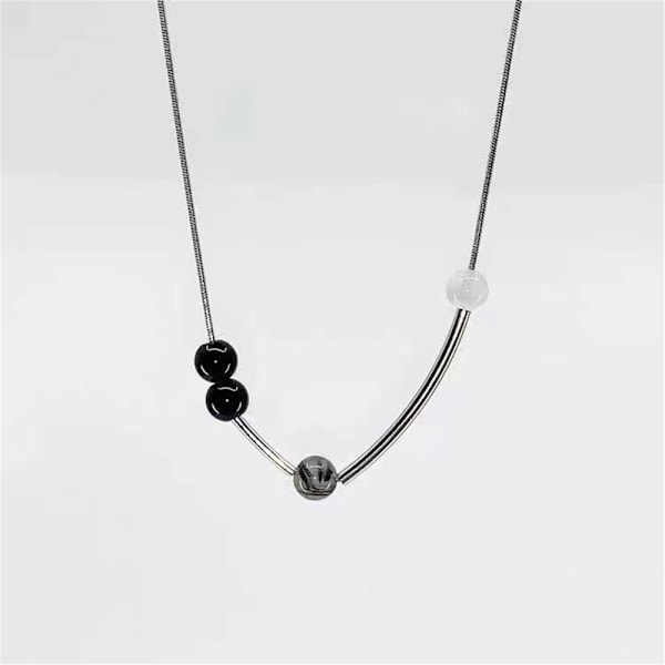 Vintage pyöreähelminen kaulakoru naisille, minimalistinen muotoilu, helmikaulakoru titaaniteräksestä, naisten solisluuketju