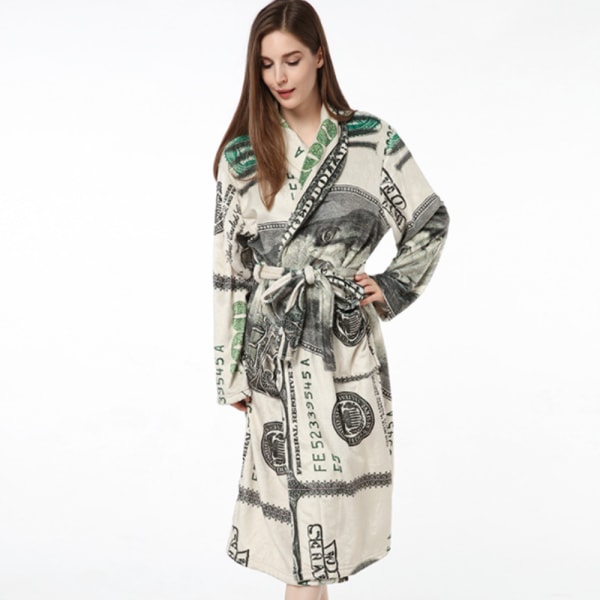 Dame Morgenkåber Blød Varm Flanel Badekåber Dame Pyjamas Pyjamas Hjemmetøj Pyjamas(M)