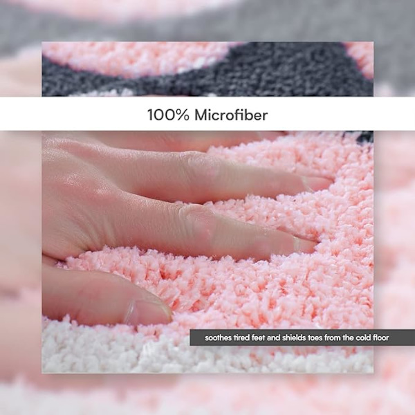 Söt Katt Tass Badrumsmatta Badrumsmatta Ultra Mjuk Mikrofiber Matta Halkfri Dörrmatta Vattenabsorberande Badmatta för Badkar, Dusch och Spa, Grå