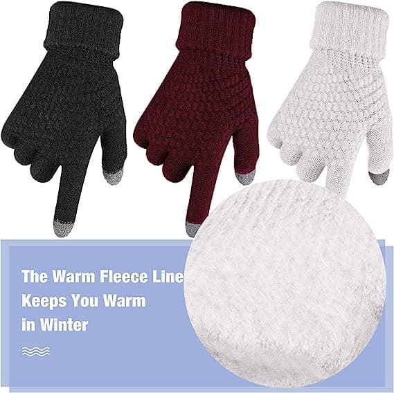 4 par dame vinter touch screen handsker varm fleece foret strik
