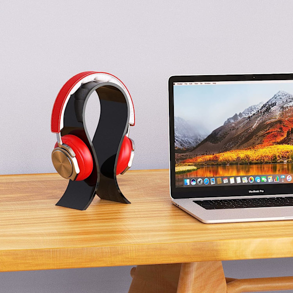 Akryl Hovedtelefonholder Gaming Headset Holder/Hænger, Ekstra Tyk - Sort